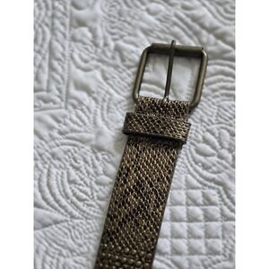 Vtg Snake Skin Embossed Chunky Belt Med Gold Buckle Detail Lake Shore Drive